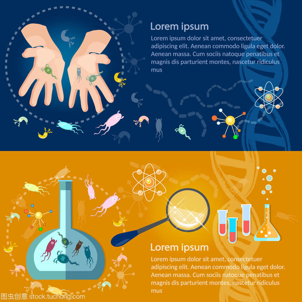 微生物学横幅,病毒学卫生医疗研究